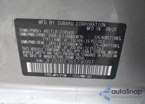 2024 Subaru Crosstrek from USA, damaged, VIN JF2GUABC8R8296997